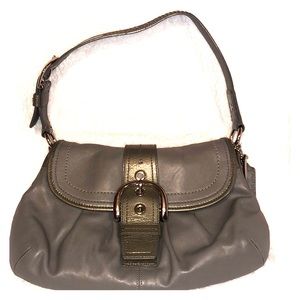 Coach Gray Hobo Saddle Bag w/ Silver Trim